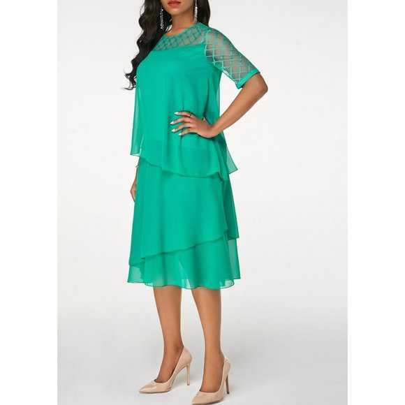 Layered Round Neck Chiffon Dress Size Large - Picture 9 of 10